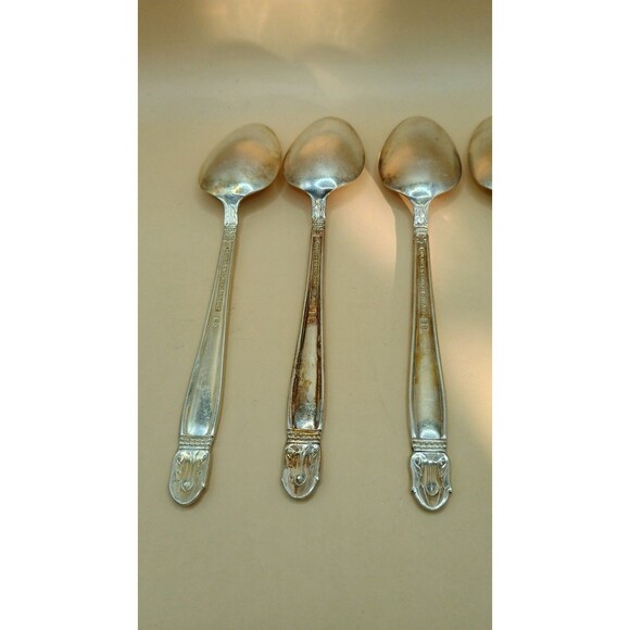 Vntg HOLMES & EDWARDS IS Danish Princess Inlaid Silver Plate - Teaspoons 5Pcs - Picture 6 of 8